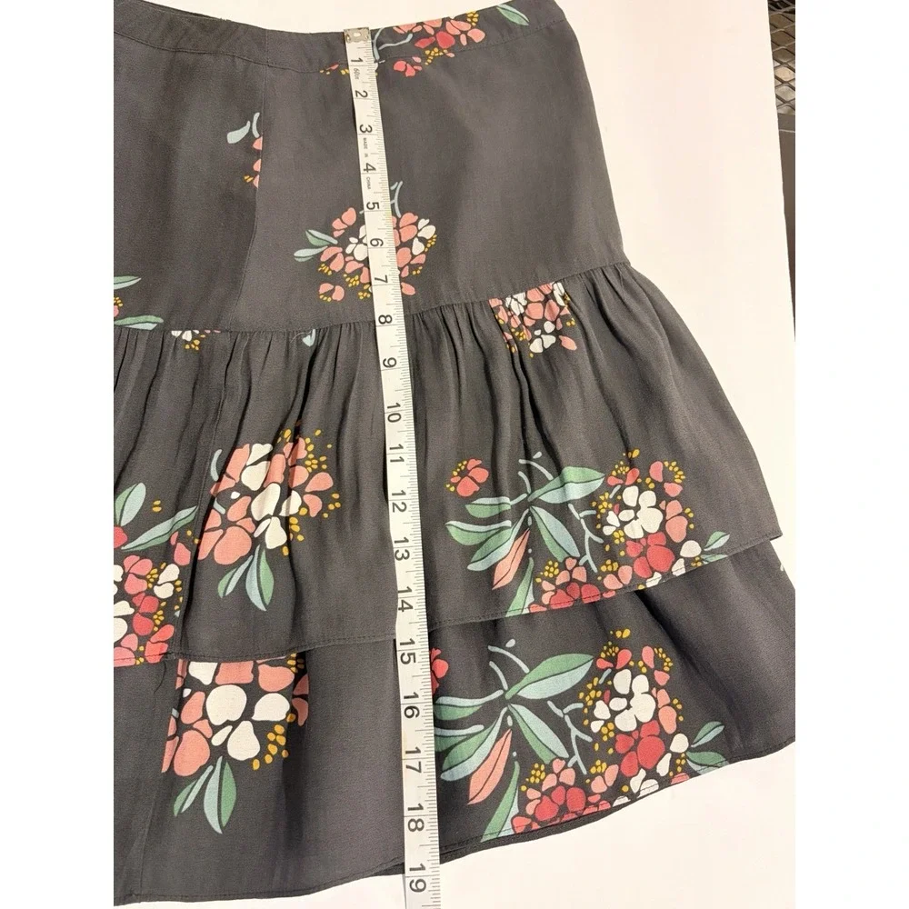 Loft Floral Ruffled Tiered Mini Skirt Boho Chic Cottagecore Summer 4 - Picture 8 of 8
